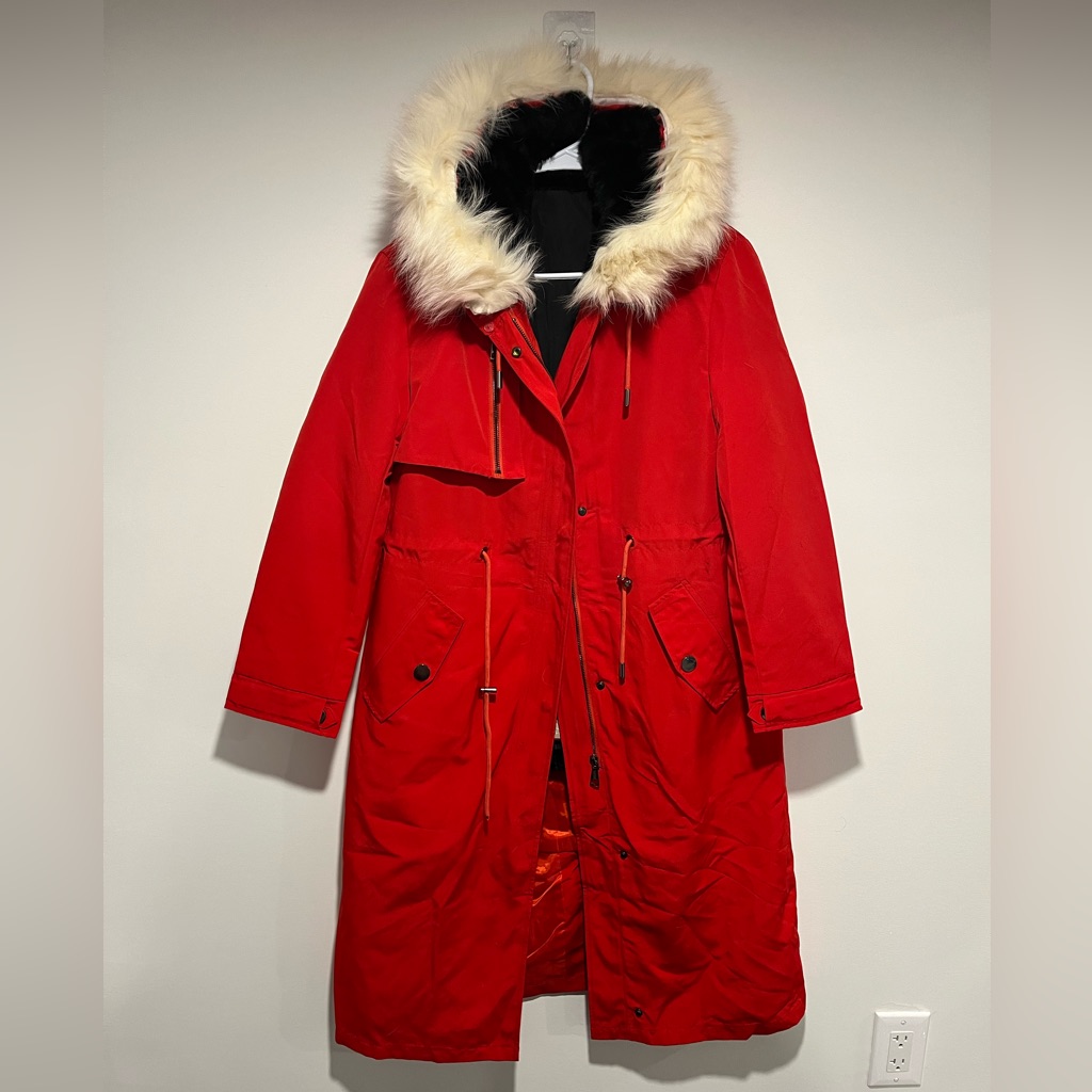 Red Rex Rabbit Fur Lined Fox Fur-Trimmed Women's Parka
